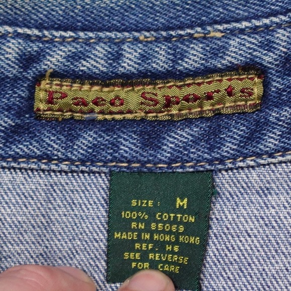 Paco Denim Jacket Mens Size M Long Sleeve Button Front Pocket Blue Cotton - Picture 6 of 13